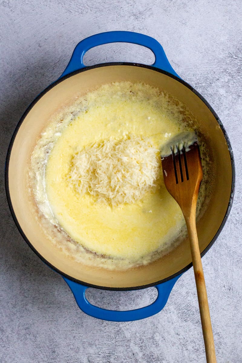 Add Parmesan to the Hot Cream.