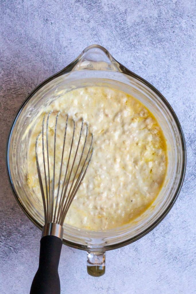Whisk in Eggs + Butter (or Oil)