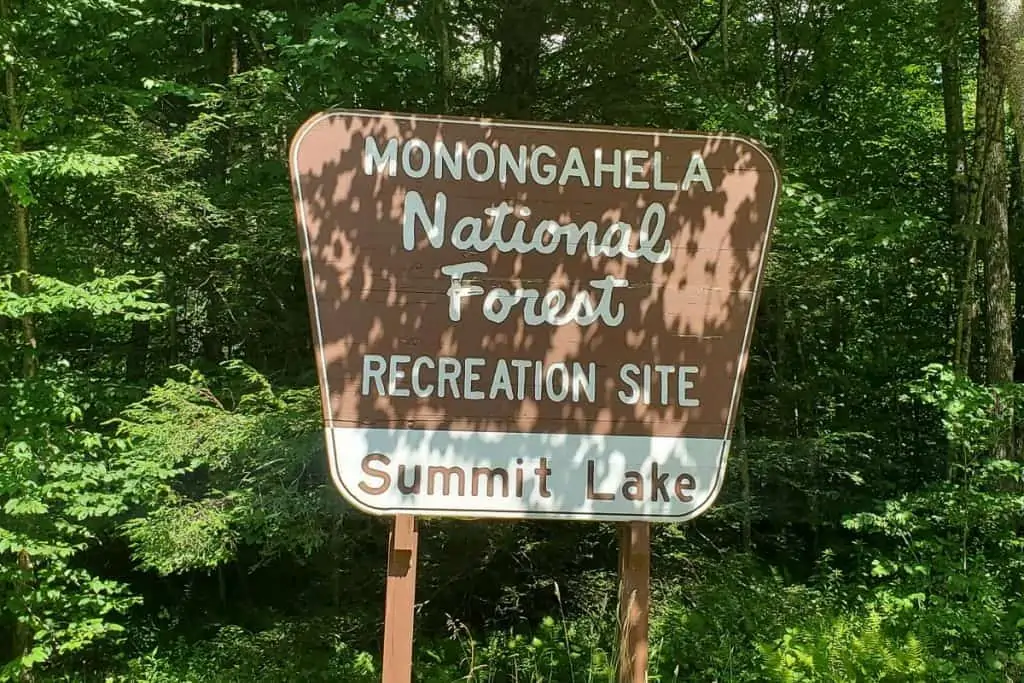 Monongahela National Forest sign.