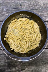 Add Pesto + Nutritional Yeast to Pasta