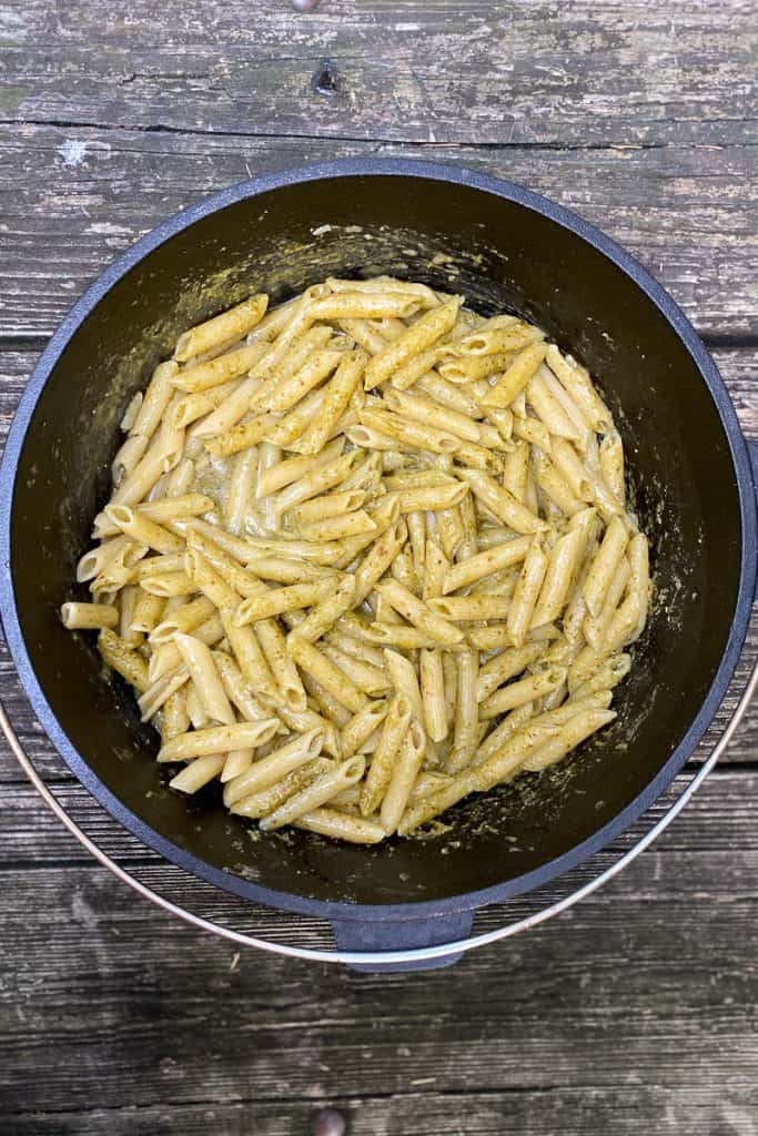 Add Pesto + Nutritional Yeast to Camping Pasta Recipe