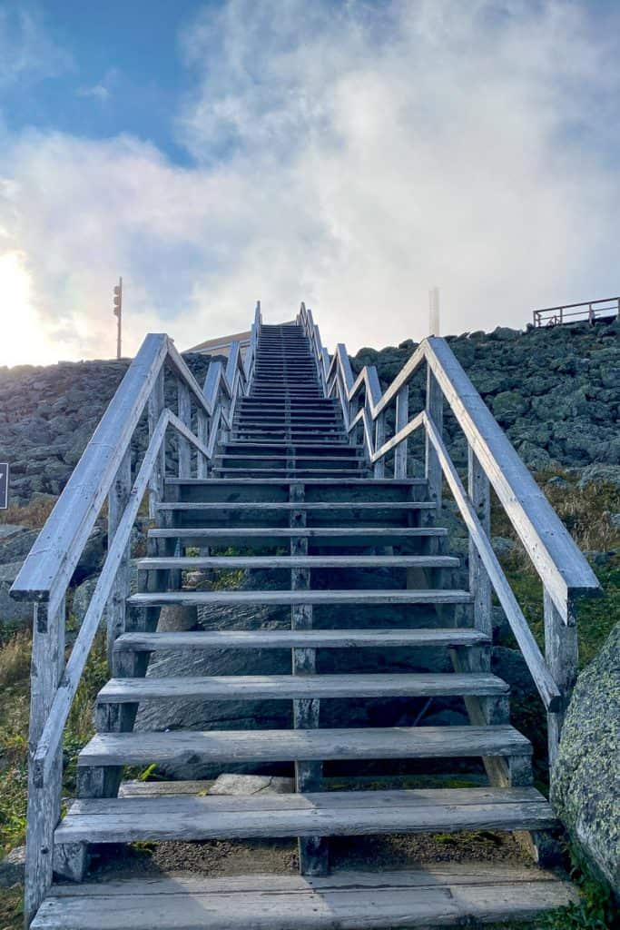 Stairs from the Parking Lot after the drive up Mount Washington Auto Road