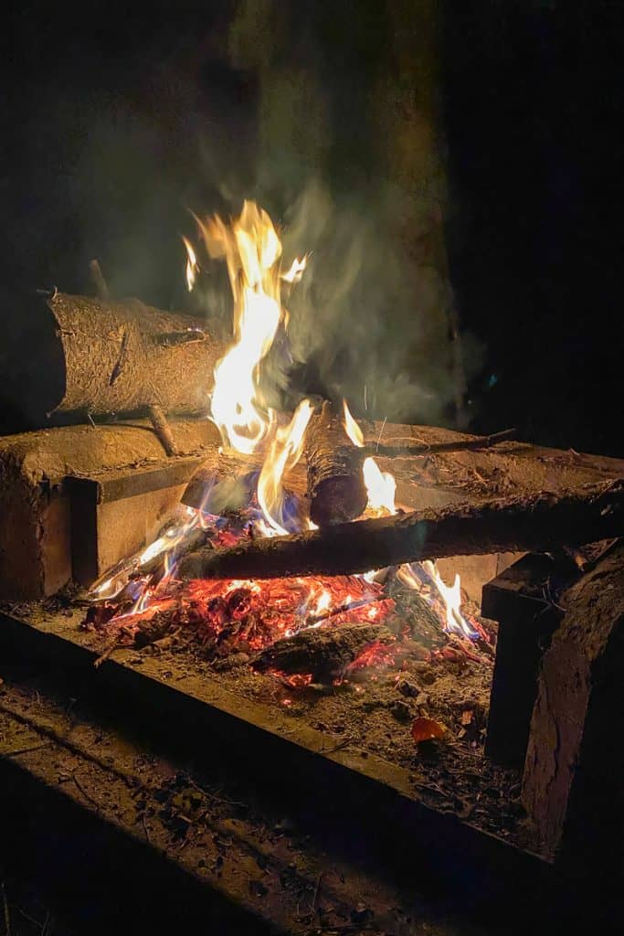 Campfire at Rollins Pond.
