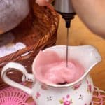 whipped beetroot powder and milk in creamer jug