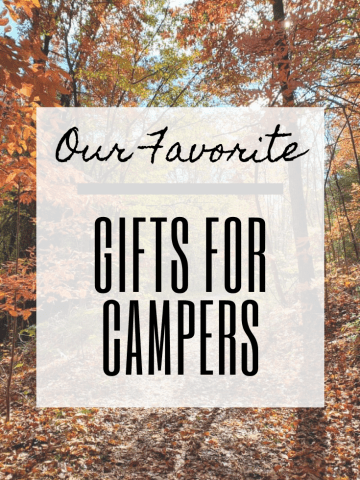 graphic reading "our favorite gifts for campers"