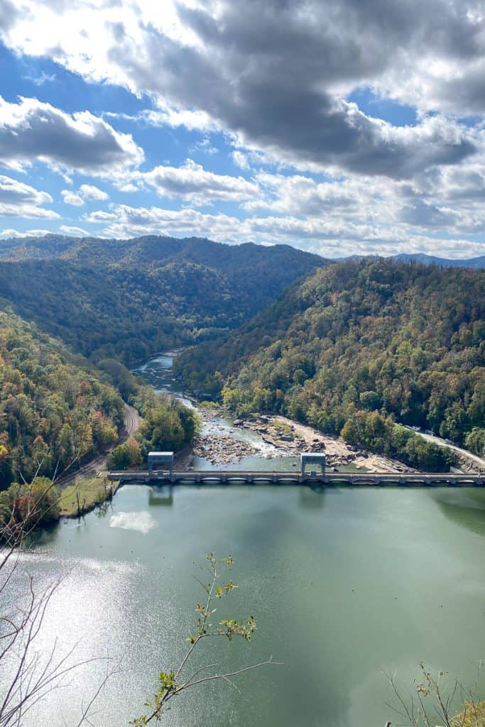 View of the Dam from Hawk's Nest Overlook.