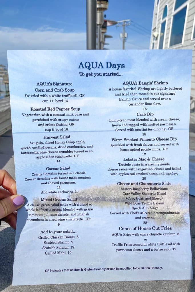 Aqua menu.