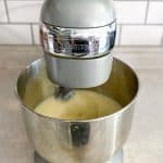 Whisking Eggnog in a Stand Mixer Basin.