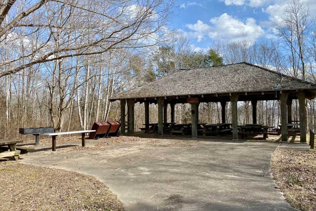 Picnic shelter at Twin Knobs Campground.