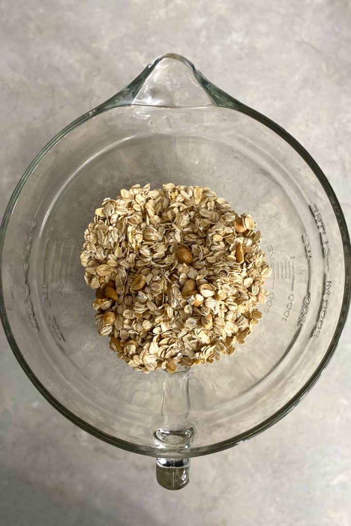 Oats and Nuts in Mixing Bowl.