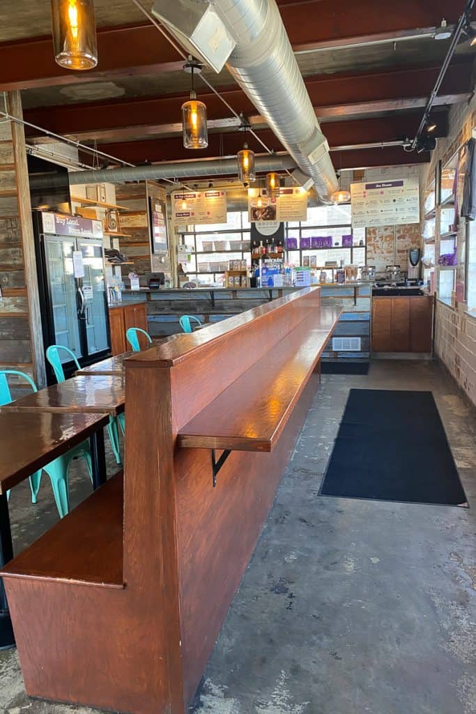 Seating area and serving counter at Crank and Boom's Manchester Street location.