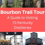 graphic reading "bourbon trail tour, a guide to visiting 10 Kentucky Distilleries."