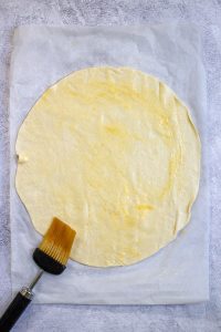 Brush Dough with Melted Butter.