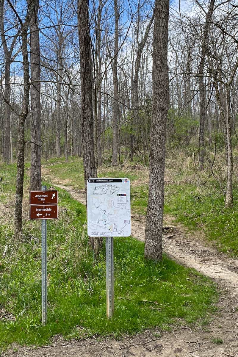 Trail signs at England-Idlewild Park.