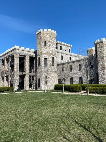 Kentucky Castle tower and lawn.