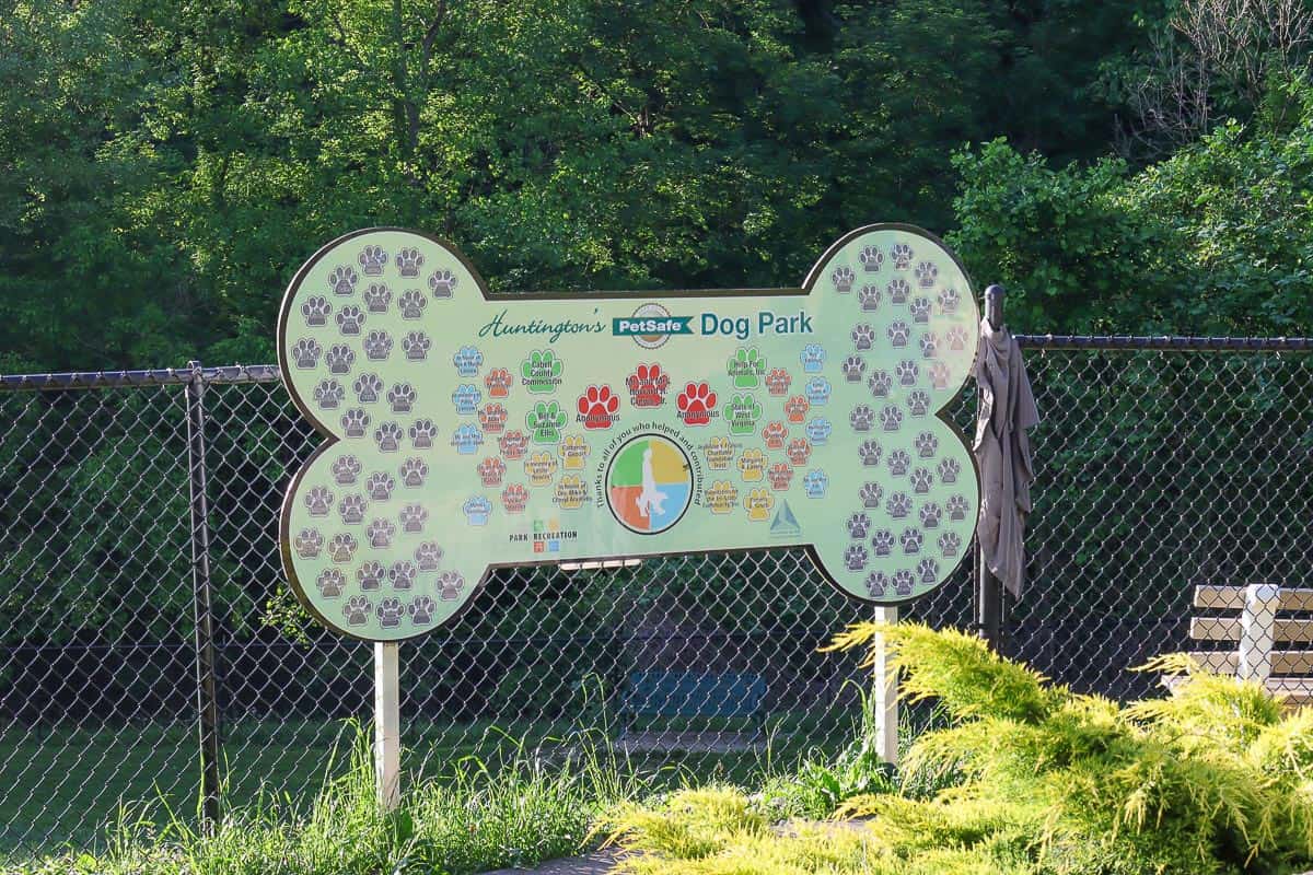 sign for dog park.