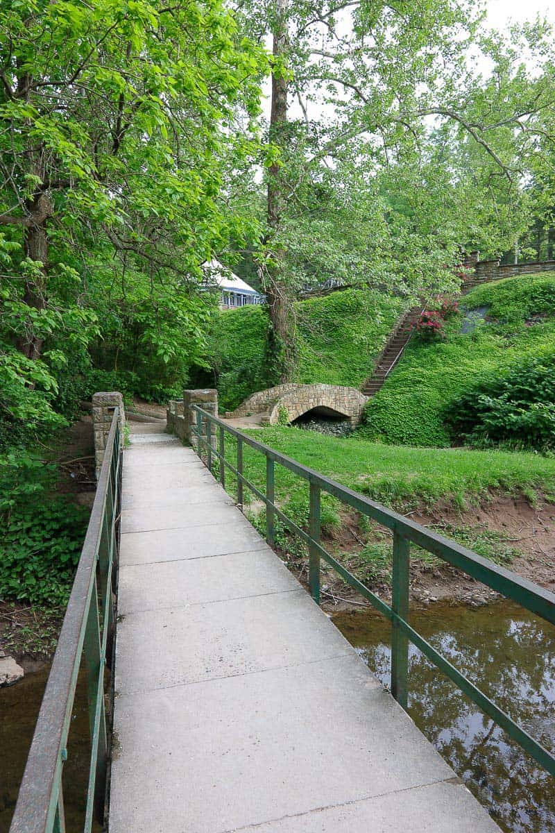 walkway and stone bridge.