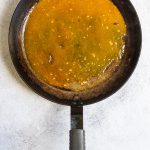 mustard sauce in pan.