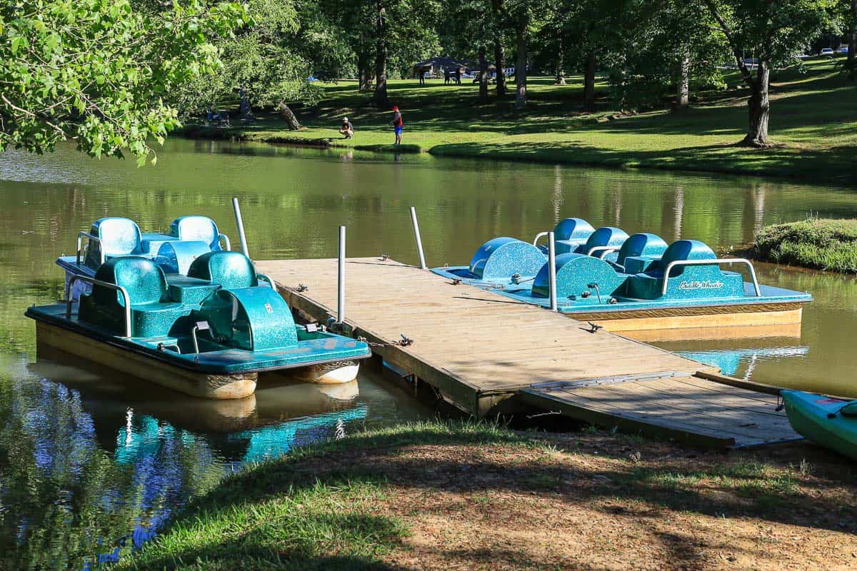 Paddle boats on lake at Shawnee State Park.