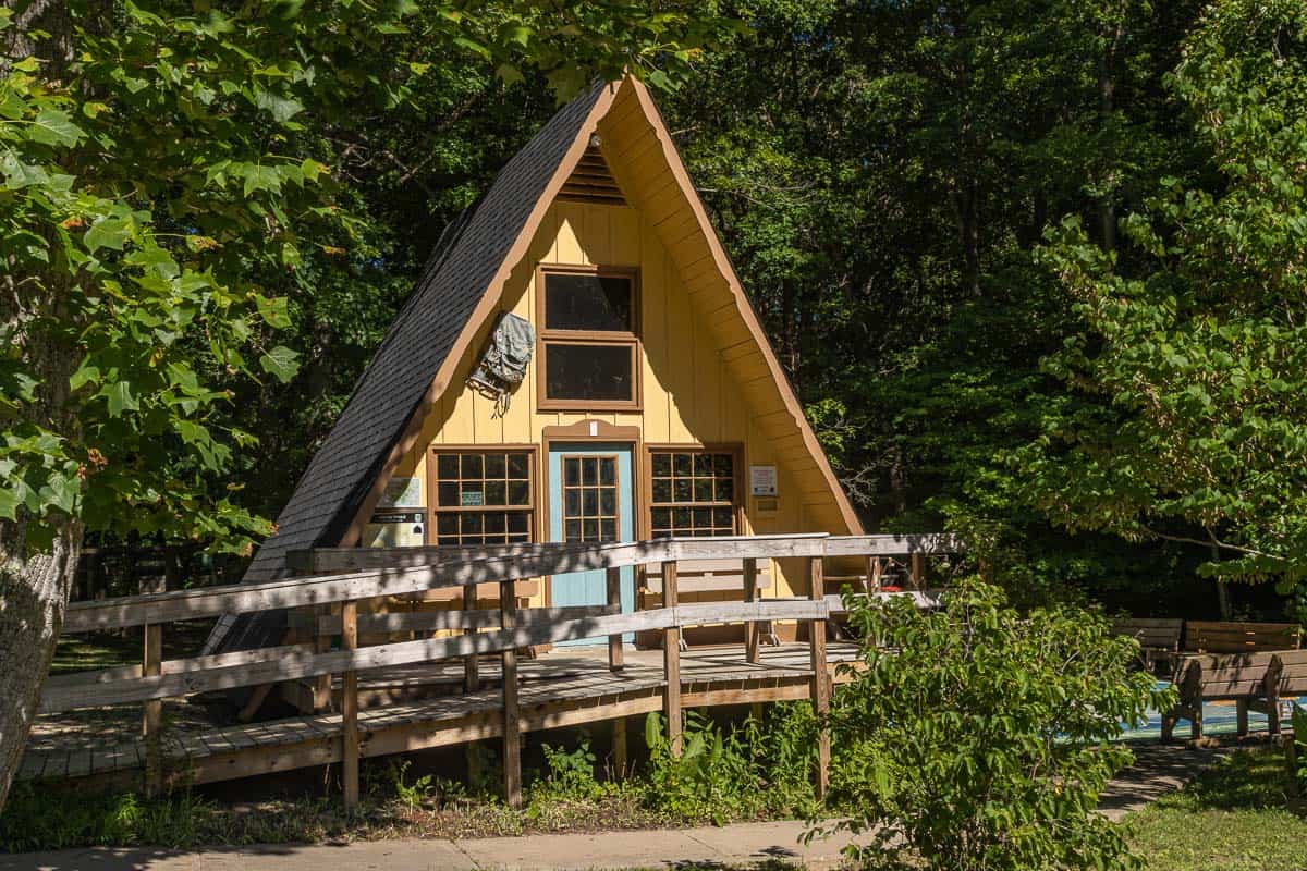 A-frame nature center at Shawnee State Park.
