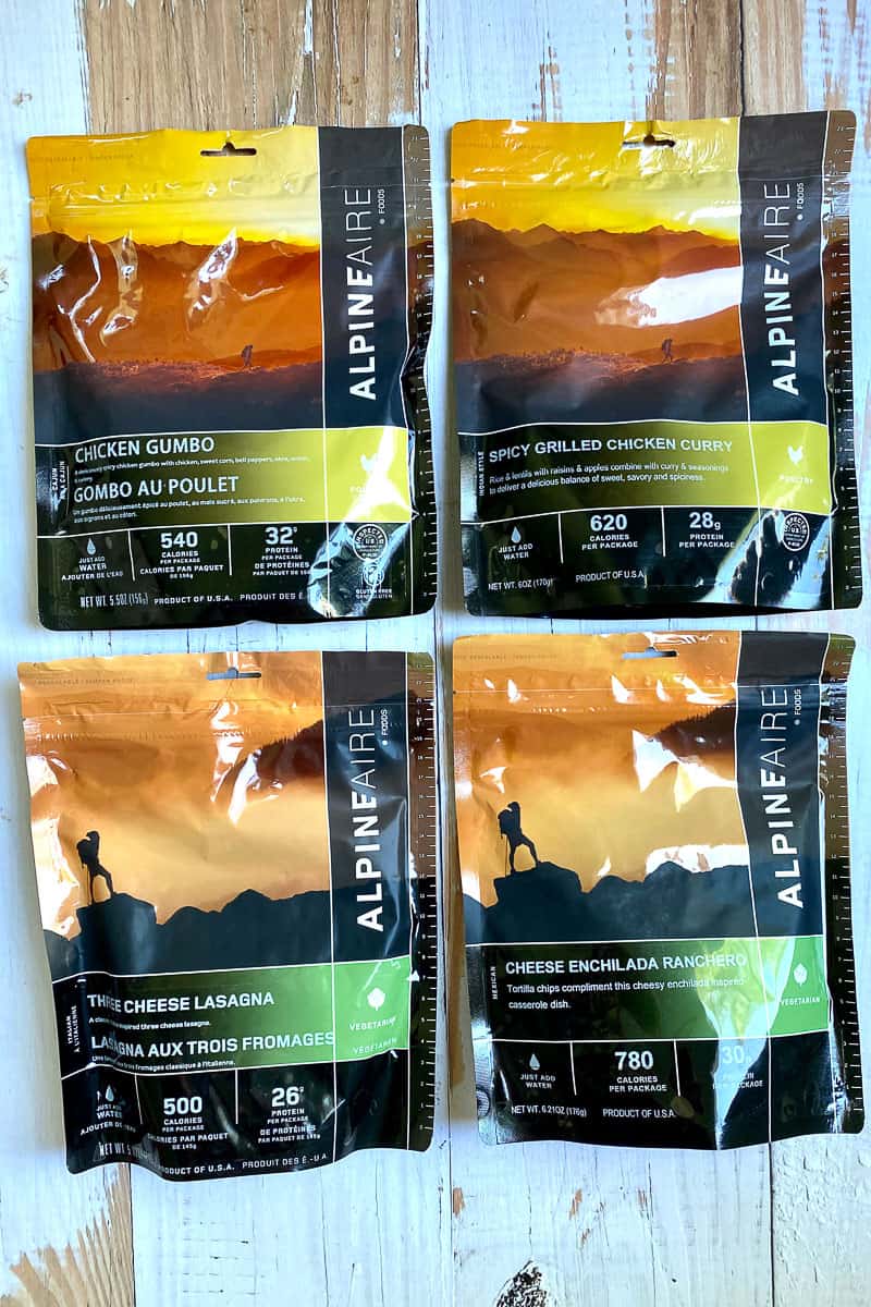 Freeze dried meals from Alpine Aire.