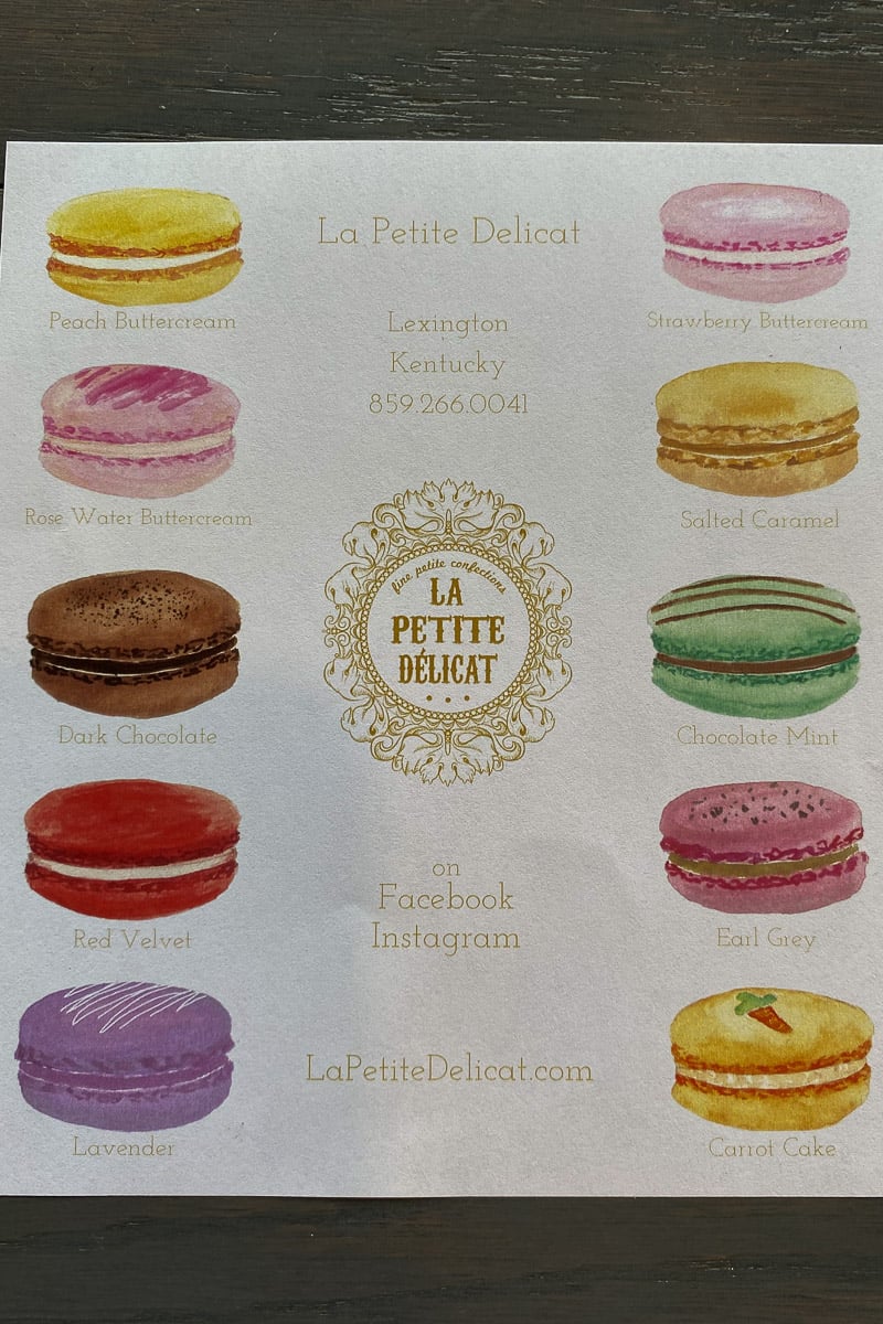 Illustration showing flavors of macarons.