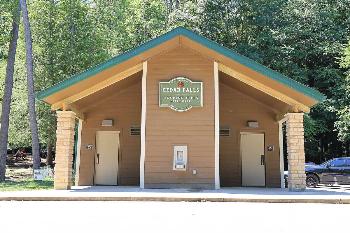 Cedar Falls bathroom facilities building at Hocking Hills.