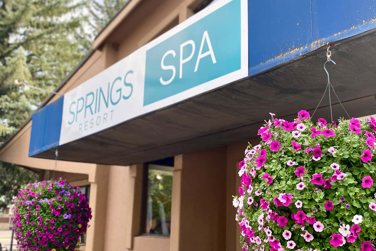 Flowers by entrance of The Springs Resort Spa.