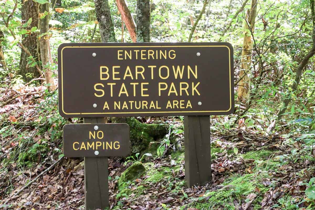Sign for Beartown State Park.