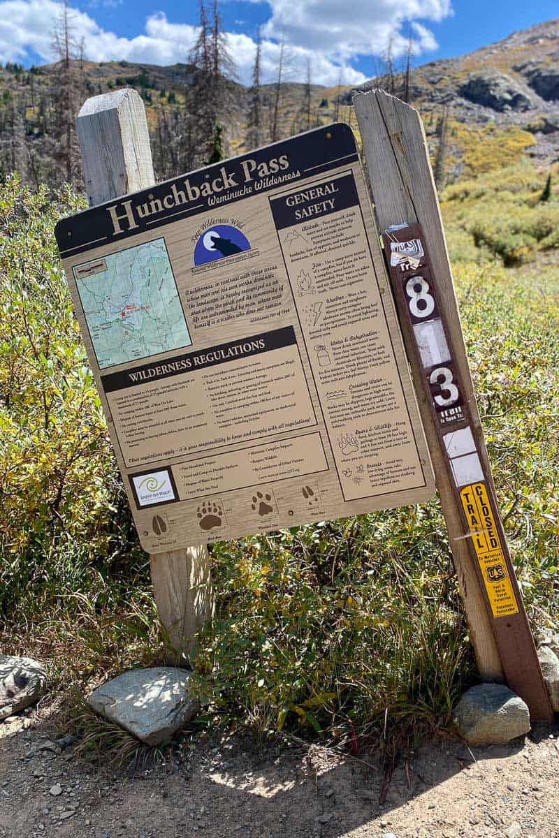 Informational sign for Hunchback Pass.