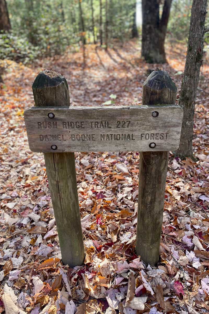 Sign for Rush Ridge Trail.