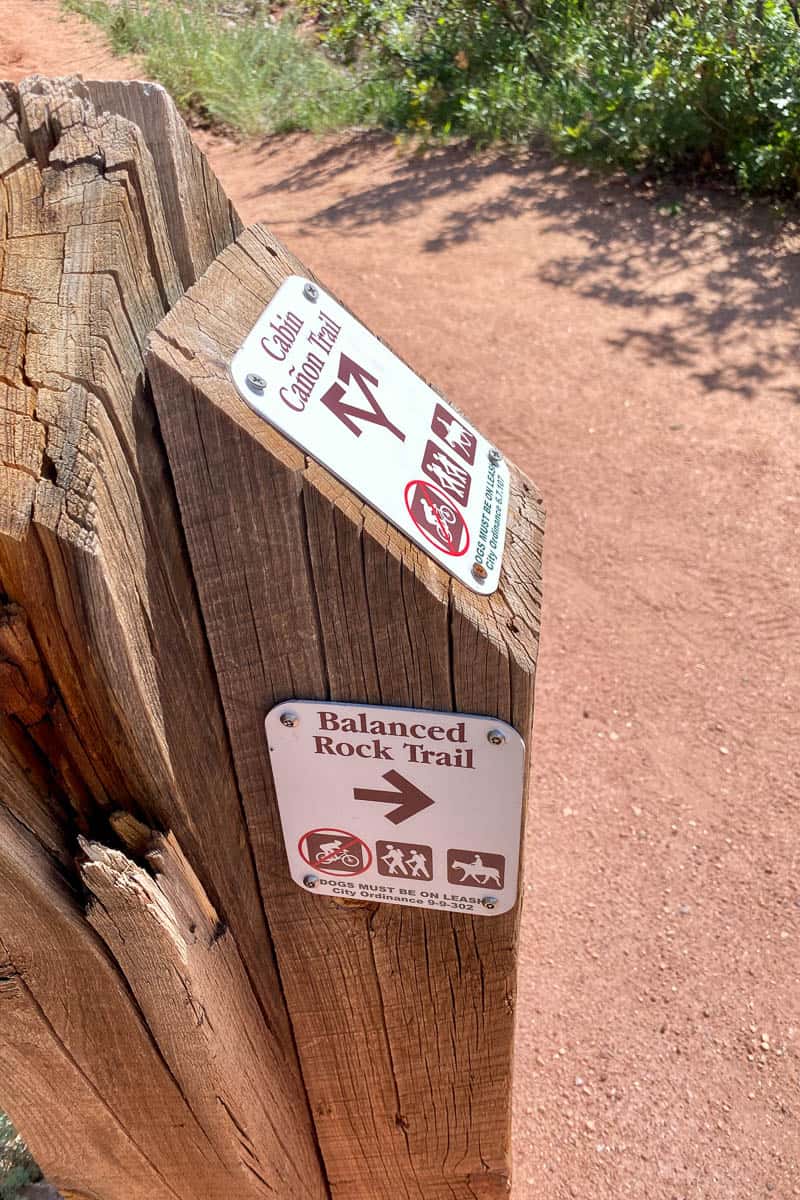 Sign for Balanced Rock Trail.