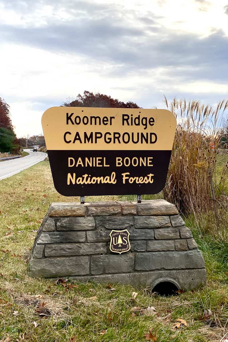 Sign for Koomer Ridge Campground.