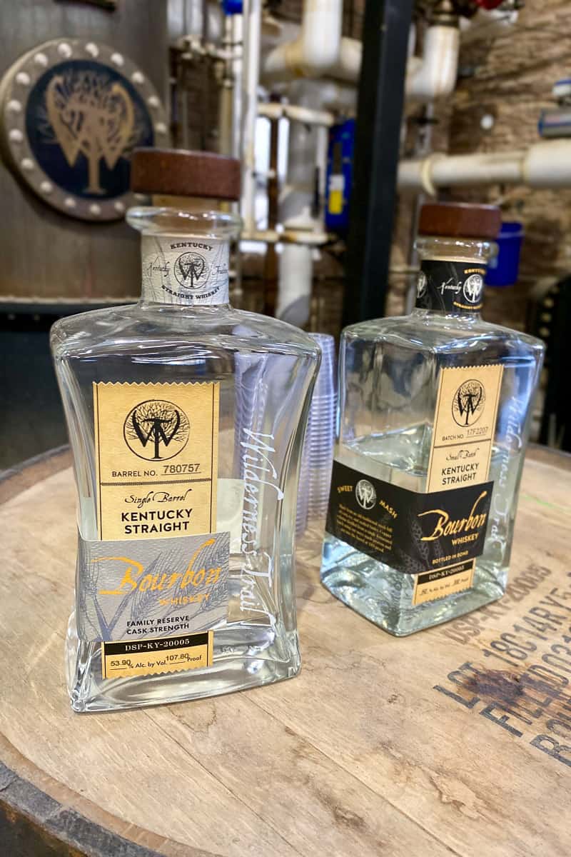 Wilderness Trail Distillery single barrel straight whiskey in bottles.
