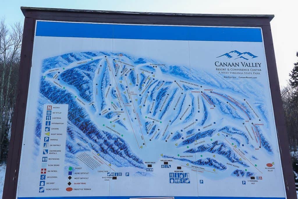 Canaan Valley ski run map.