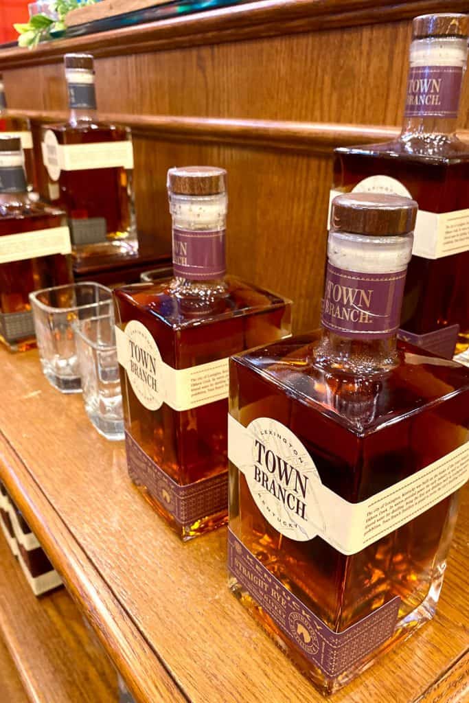 Bottles of Town Branch whiskey for sale.