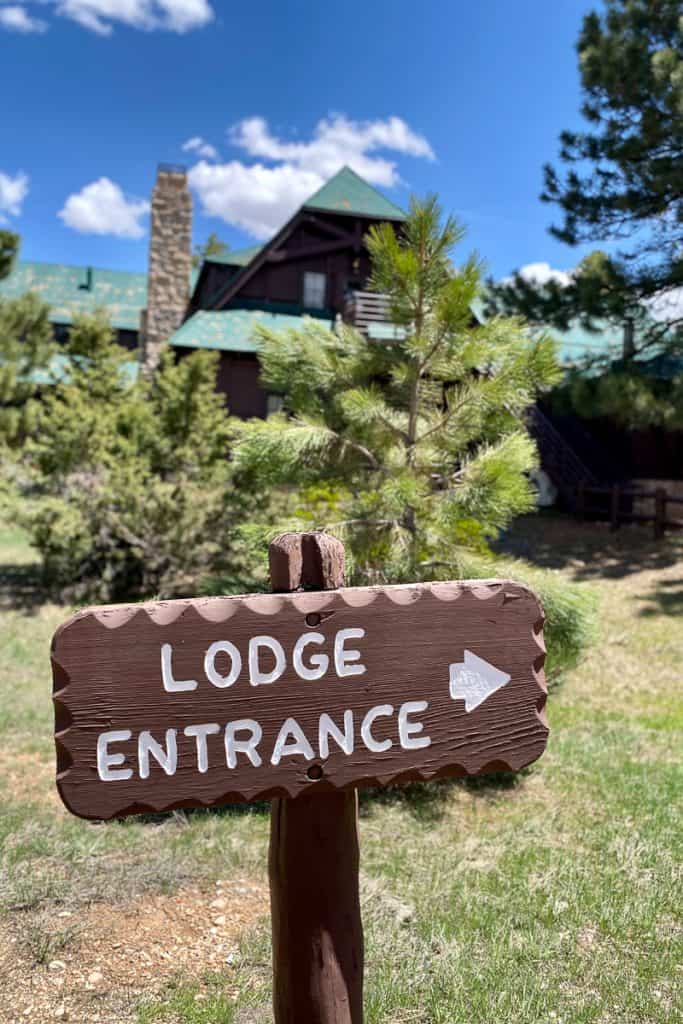 Sign for Lodge Entrance.