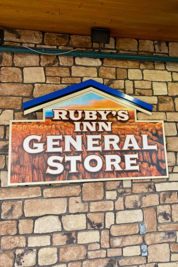 Sign for Ruby's Inn General Store, one place to eat in Bryce Canyon.