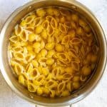 Pasta and water in large pot.