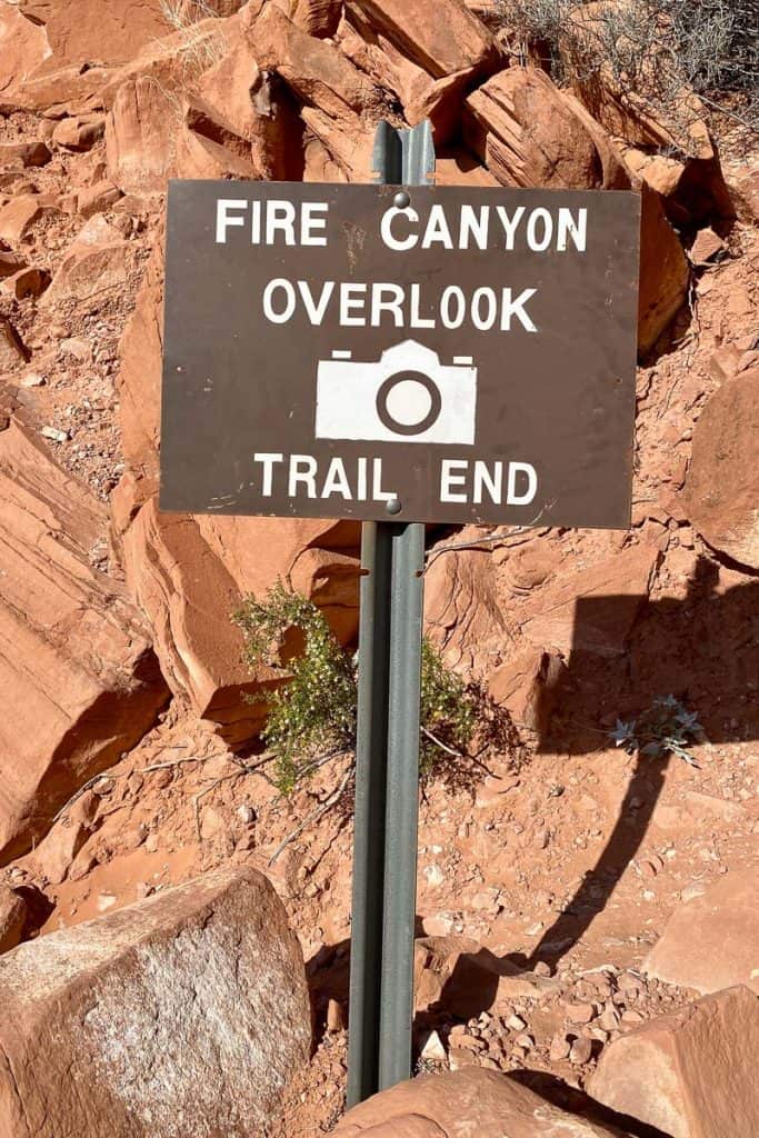 Sign for Fire Canyon overlook.