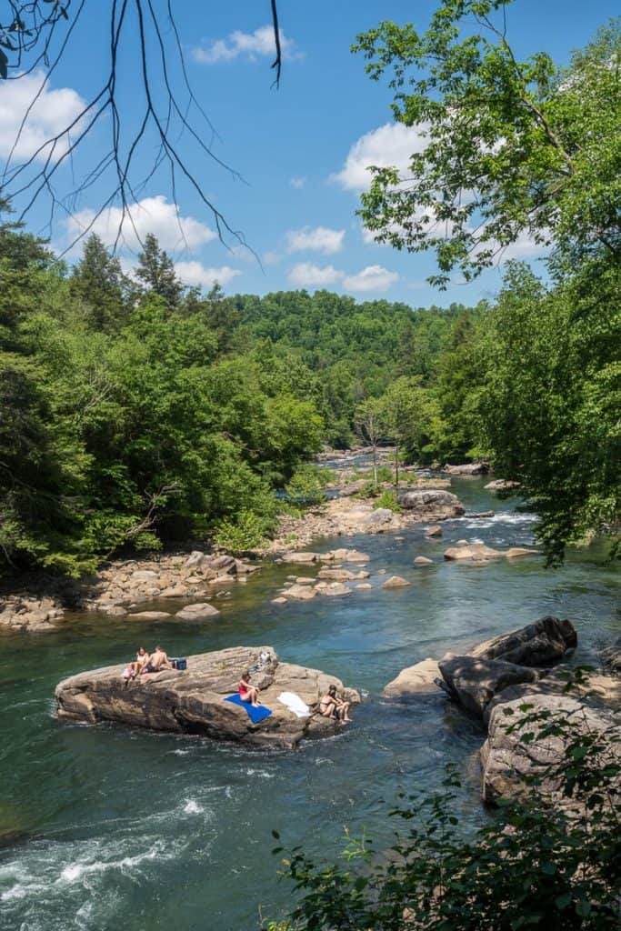 Rocks in middle of river at Audra State Park.