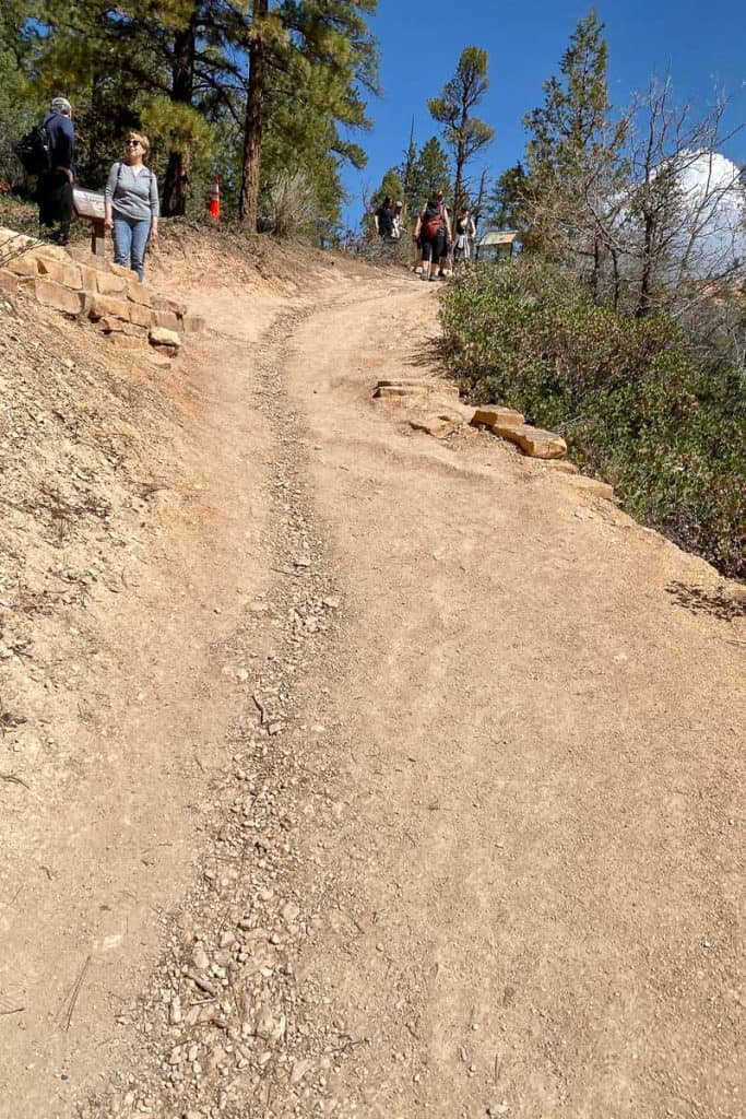 Dirt trail ascending hill.