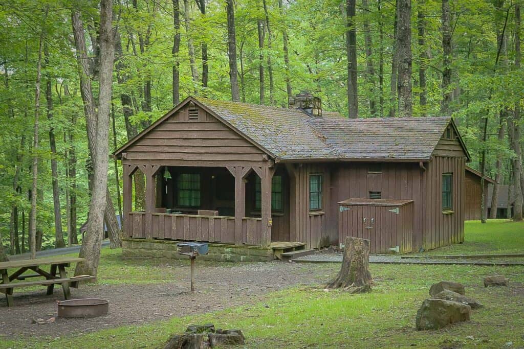 Brown wood cabin.