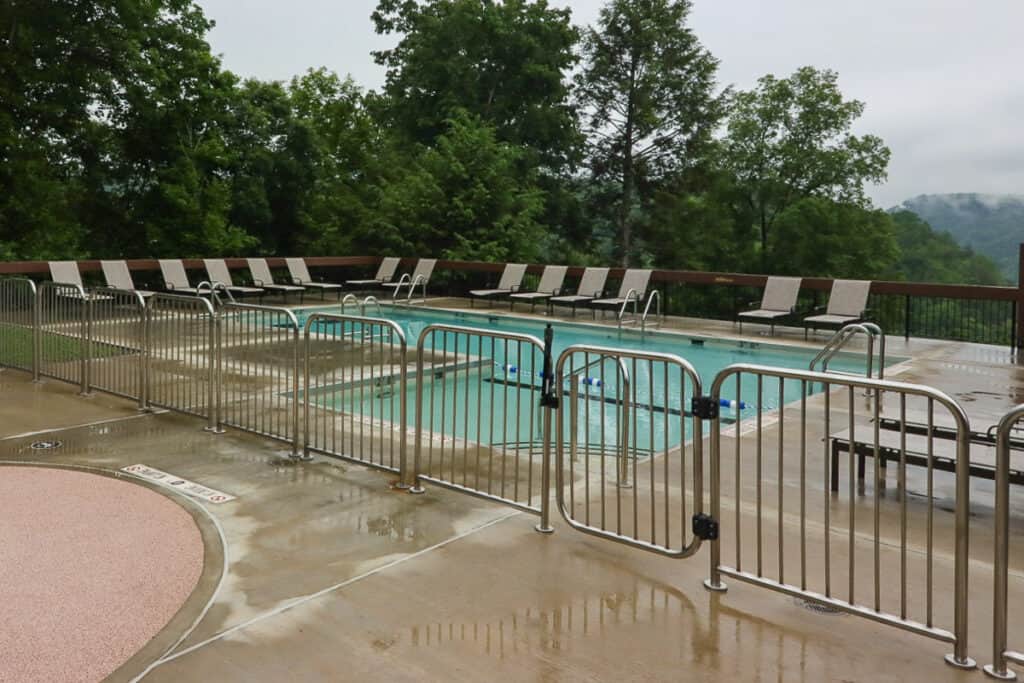 Swimming pool at Hawks Nest State Park lodge.