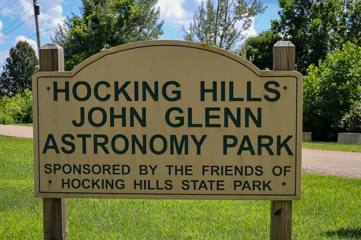 Sign for Hocking Hills John Glenn Astronomy Park.