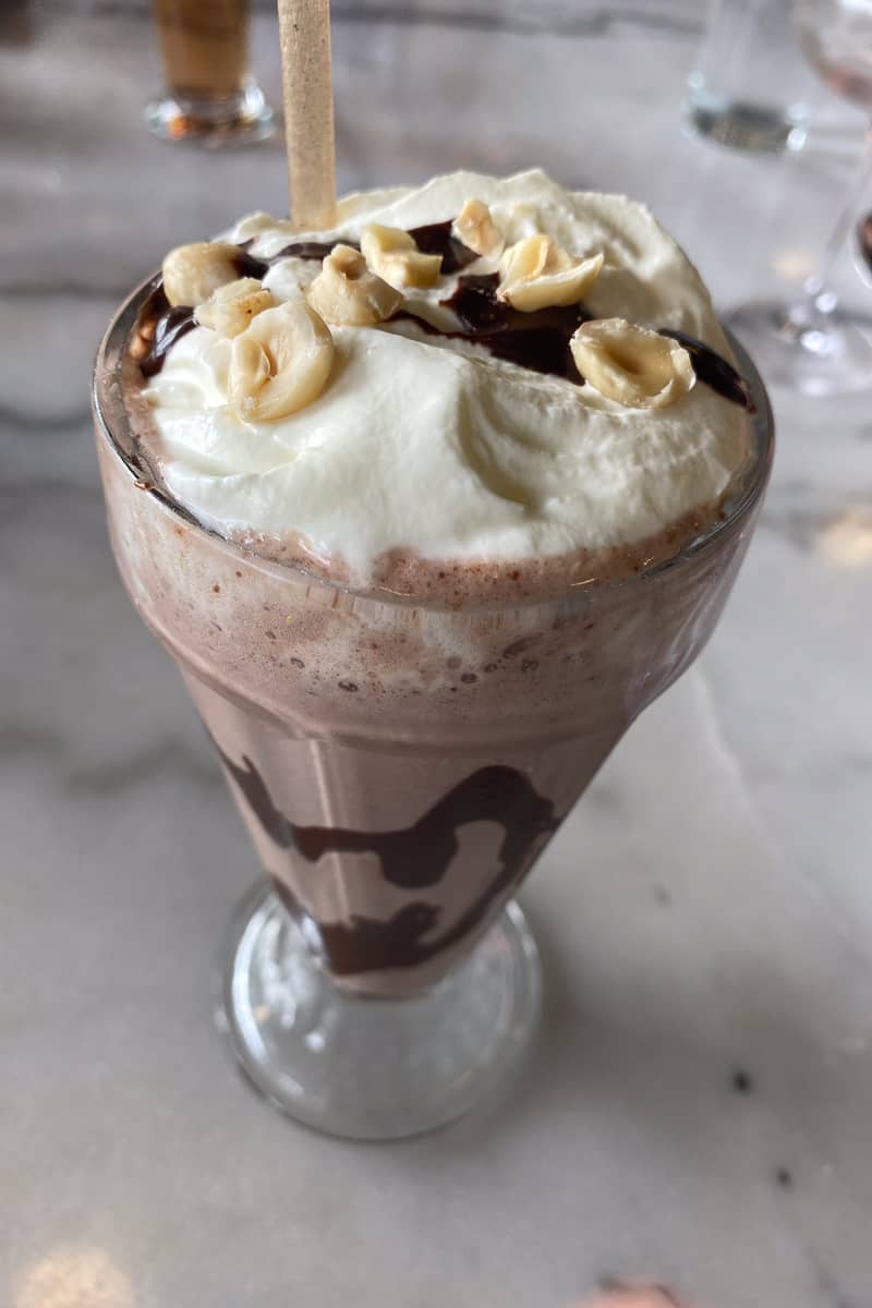 Chocolate nutella boozy milkshake at Bardstown Bourbon restaurant.