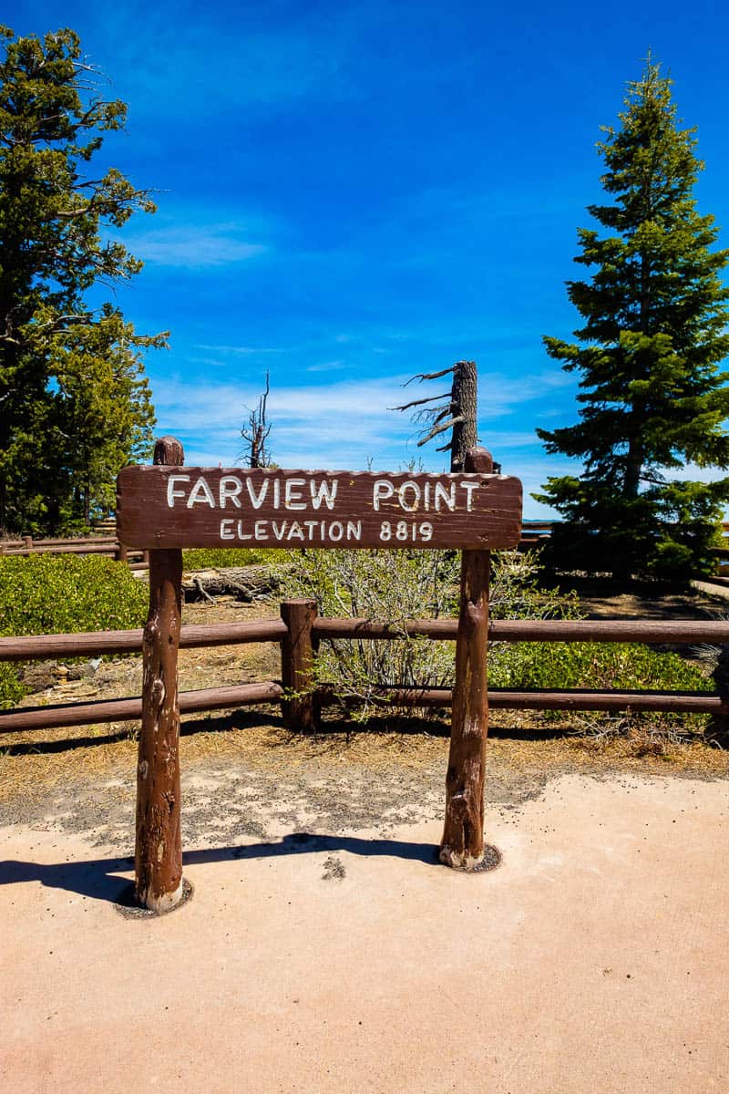 Sign that says "Farview Point, elevation 8819".