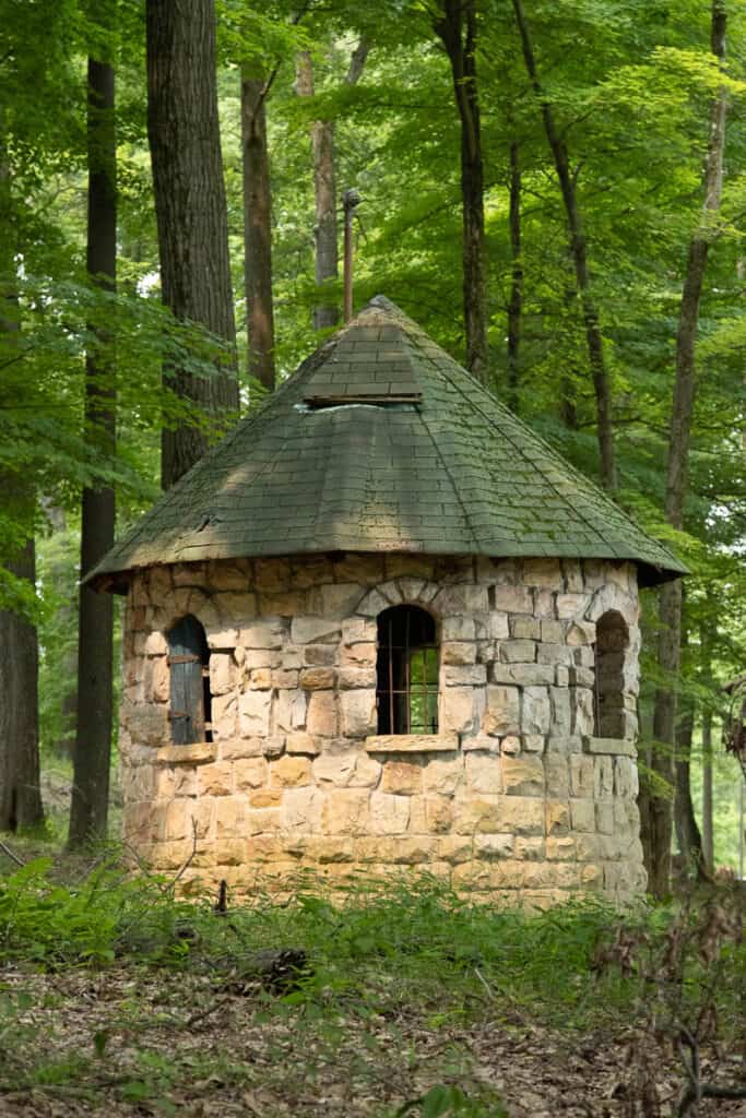 Stone built pump house.