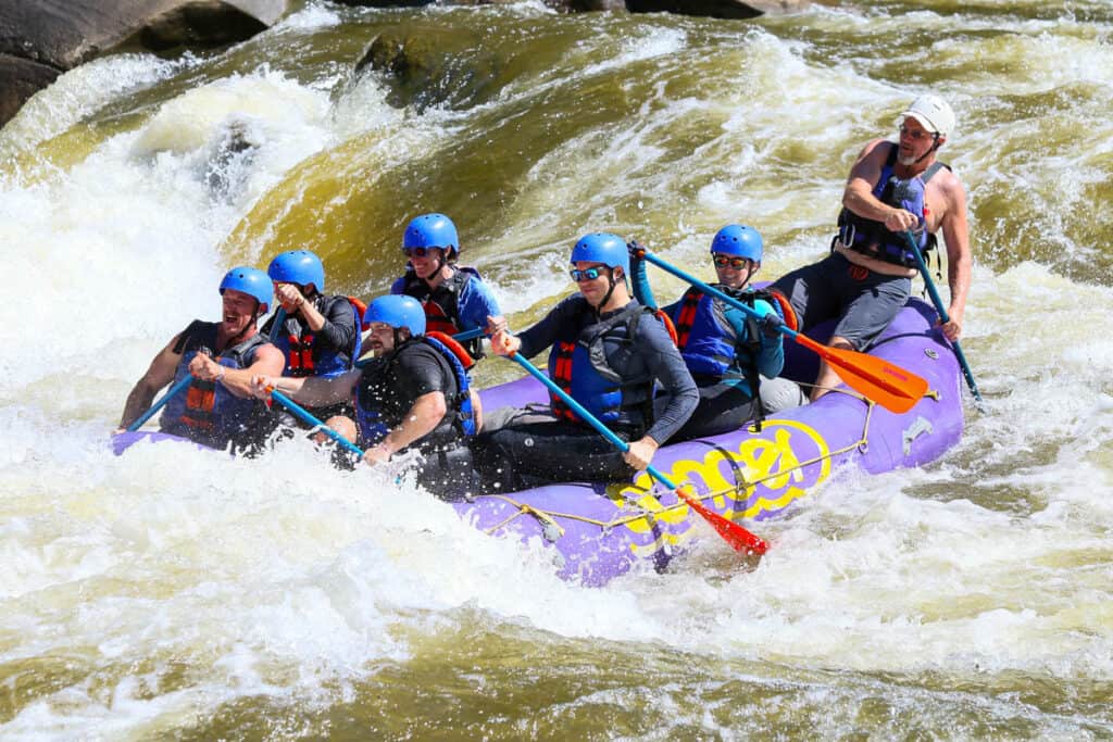 Rafters navigating whitewater on Gauley River.