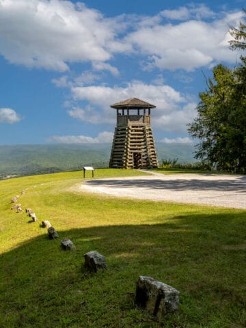 Lookout Tower on Droop Mountain on crest of the mountain.